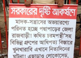 রাজবাড়ীতে মাদক-সন্ত্রাসের ভয়াল ছোবল: ঢাকায় যুবকের প্রতিবাদী অবস্থান