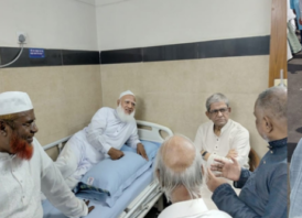 ‎জামায়াতের আমিরকে দেখতে  মির্জা ফখরুল ইসলাম হাসপাতালে
