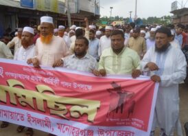 ৩৬ জুলাই পালন উপলক্ষে মনোহরগঞ্জে জামায়াতের গণমিছিল