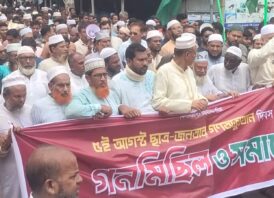 পাবনার সাঁথিয়া ৫ই আগষ্ট গনঅভ্যুত্থান দিবস উপলক্ষে গণ মিছিল ও সমাবেশ অনুষ্ঠিত