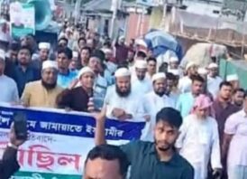 মহিলা সমাবেশে হামলার প্রতিবাদে মনোহরগঞ্জে জামায়াতের বিক্ষোভ সমাবেশে