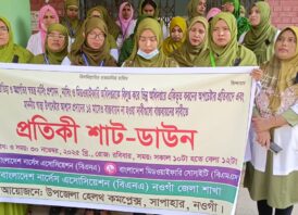 সাপাহারে নার্স-মিডওয়াইফদের প্রতীকি শাটডাউন কর্মসূচি অনুষ্ঠিত